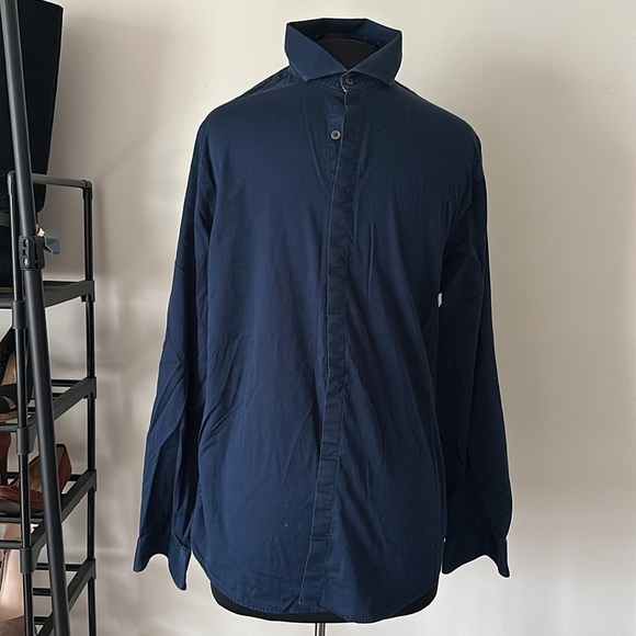 Express navy blue button-down shirt, size large - Picture 2 of 7